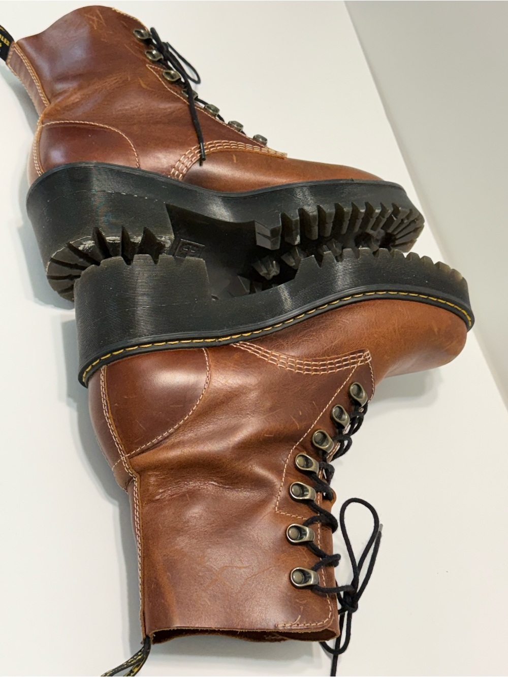 Dr. Martens Brown Leather Lace-Up Combat Boots - Picture 5 of 16
